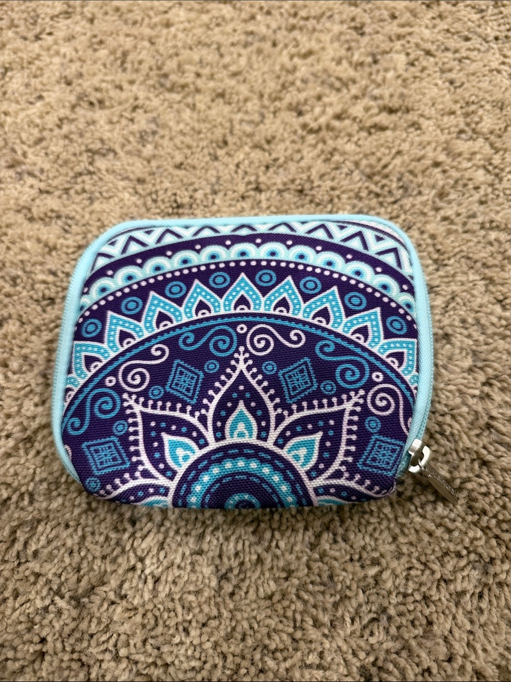 Blue Paisley Mandala Zip Card Pouch - Women's Key & Card Holder